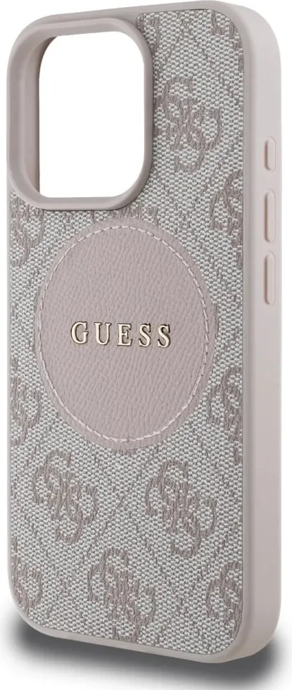 Mbështjellës Guess 4G Circle Classic Logo MagSafe për iPhone 16 Pro Max, rozë - 6