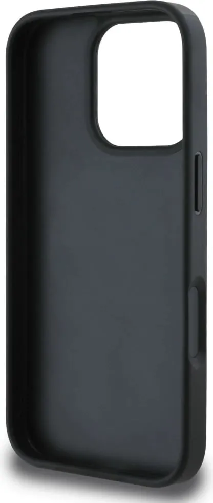 Mbështjellës Guess Grained Roses Big 4G logo për iPhone 16 Pro, i zi - 7
