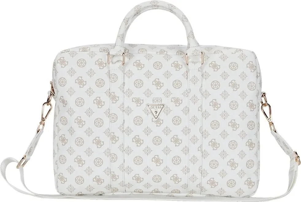 Çantë laptopi Guess 4G Peony Front Pocket Zipper Triangle Logo, 16", e bardhë - 1