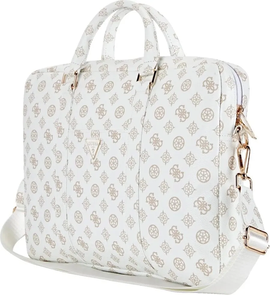 Çantë laptopi Guess 4G Peony Front Pocket Zipper Triangle Logo, 16", e bardhë - 3