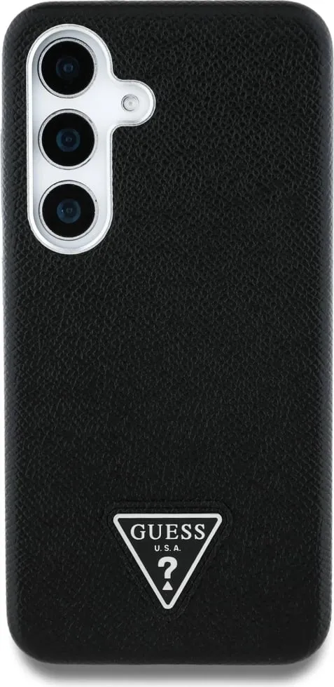 Mbështjellës Guess Grained Triangle Logo MagSafe për Samsung Galaxy S25, i zi - 3