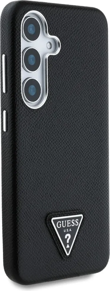 Mbështjellës Guess Grained Triangle Logo MagSafe për Samsung Galaxy S25, i zi - 4