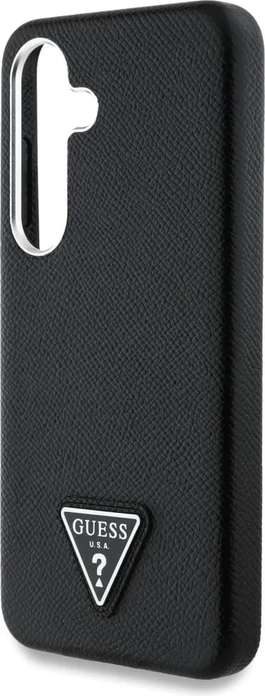 Mbështjellës Guess Grained Triangle Logo MagSafe për Samsung Galaxy S25, i zi - 6