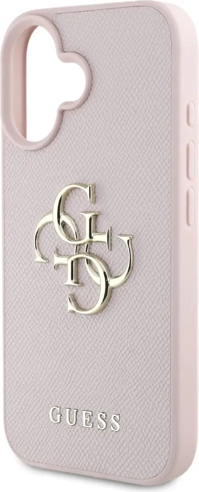 Mbështjellës Guess Grained Big 4G Logo Small Classic Logo për iPhone 16, Rozë - 6