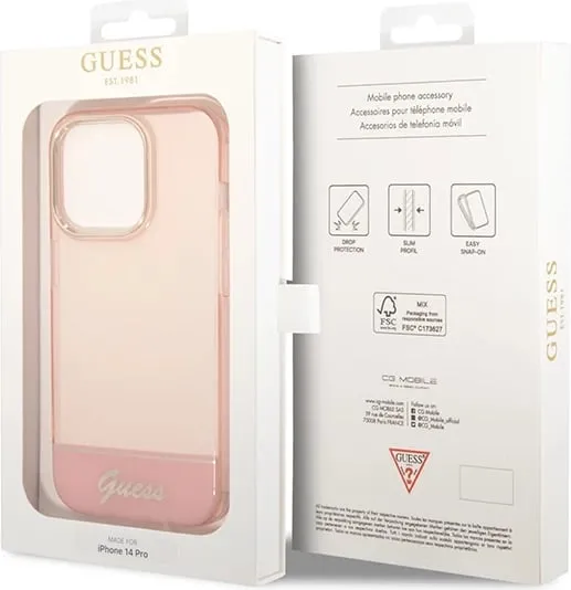 Mbështjellës Guess Translucent për iPhone 14 Pro Max 6.7", Rozë - 3