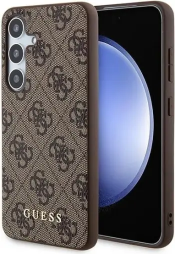 Mbështjellës Guess 4G Metal Gold Logo për Samsung Galaxy S24, Kafe
