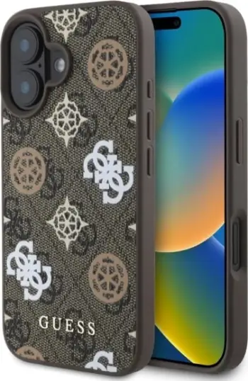 Mbështjellës Guess 4G Printed Stripes MagSafe për iPhone 16, Kafe