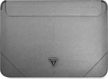 Futrollë për laptop Guess Sleeve GUCS14PSATLG, 13-14", lëkurë Saffiano, argjendtë