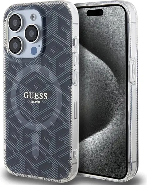 Mbështjellës Guess IML GCube MagSafe për iPhone 15 Pro, i zi - 1
