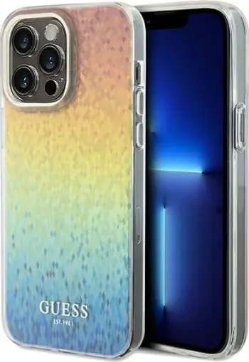 Mbështjellës Guess IML Faceted Mirror Disco Iridescent për iPhone 13 Pro Max, shumëngjyrësh