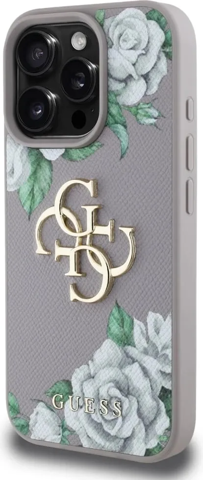 Mbështjellës Guess Grained Roses Big 4G logo për iPhone 16 Pro, vjollcë - 2