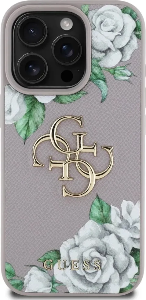 Mbështjellës Guess Grained Roses Big 4G logo për iPhone 16 Pro, vjollcë - 3