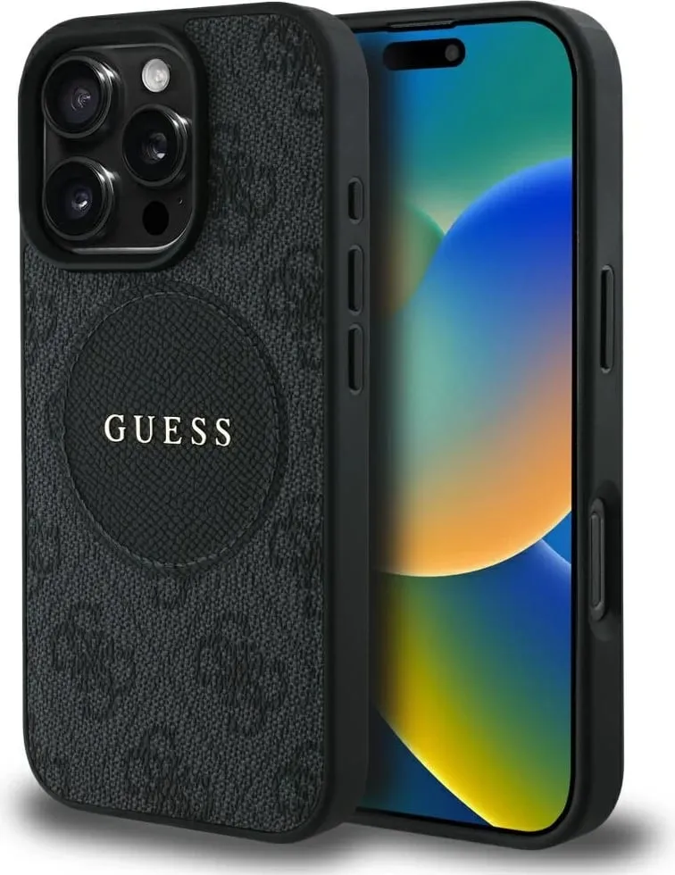 Mbështjellës Guess 4G Circle Classic Logo MagSafe për iPhone 16 Pro Max, zi - 1