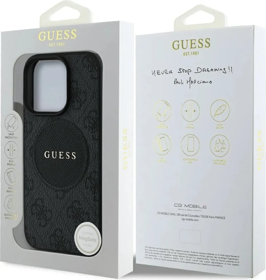 Mbështjellës Guess 4G Circle Classic Logo MagSafe për iPhone 16 Pro Max, zi - 8