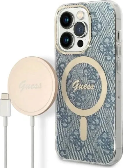 Set mbështjellës Guess GUBPP14XH4EACSB me karikues wireless për iPhone 14 Pro Max 6.7", blu - 1