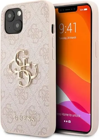 Mbështjellës Guess 4G Big Metal Logo për iPhone 13/14/15 6.1", Rozë