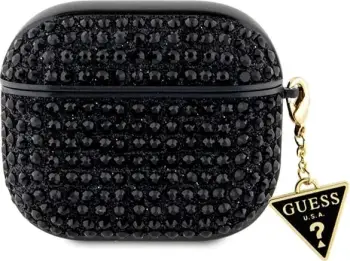 Mbështjellës Guess Rhinestone Triangle për AirPods 3, TPU, i zi