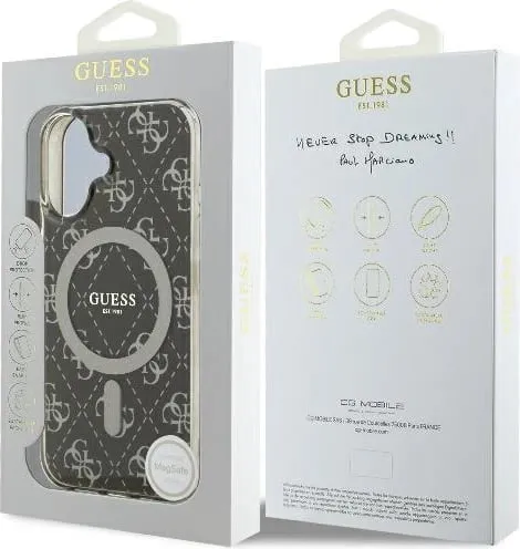 Mbështjellës Guess IML 4G Background MagSafe për iPhone 16, Kafe - 2