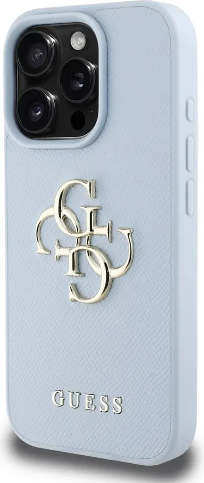 Mbështjellës Guess Grained Big 4G Logo Small Classic Logo për iPhone 16 Pro Max, Blu - 2