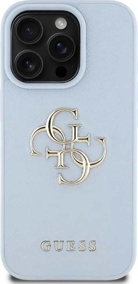 Mbështjellës Guess Grained Big 4G Logo Small Classic Logo për iPhone 16 Pro Max, Blu - 3