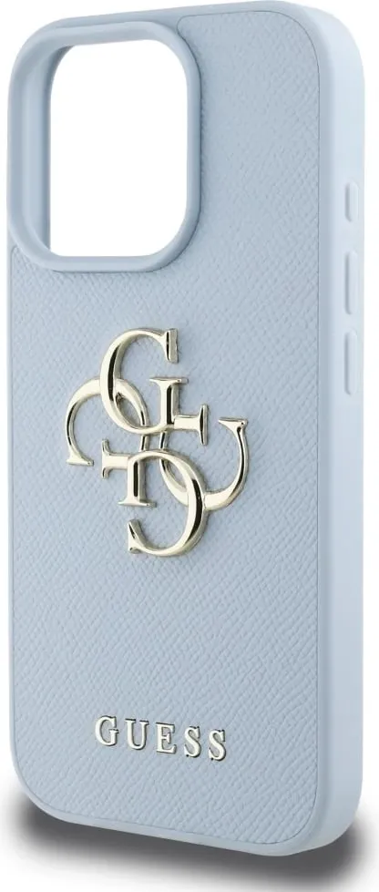 Mbështjellës Guess Grained Big 4G Logo Small Classic Logo për iPhone 16 Pro Max, Blu - 6