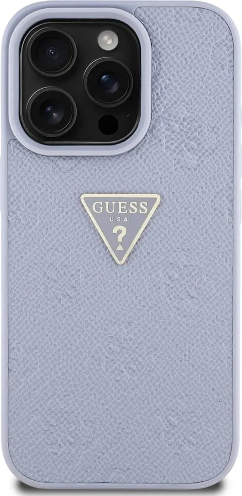 Mbështjellës Guess Hot Stamp 4G Pattern Triangle Metal Logo për iPhone 16 Pro Max, Vjollcë - 3