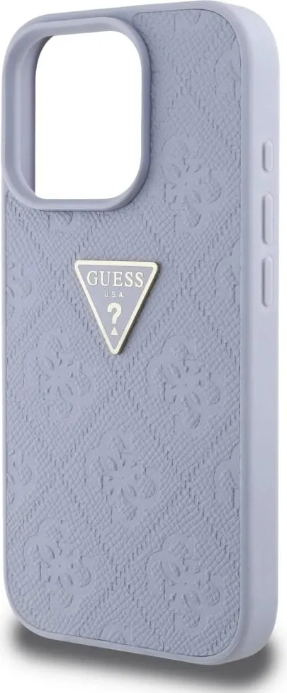 Mbështjellës Guess Hot Stamp 4G Pattern Triangle Metal Logo për iPhone 16 Pro Max, Vjollcë - 6