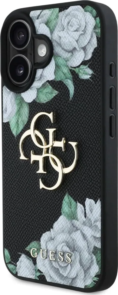 Mbështjellës Guess Grained Roses Big 4G logo për iPhone 16, i zi - 2