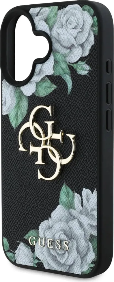 Mbështjellës Guess Grained Roses Big 4G logo për iPhone 16, i zi - 6