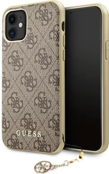 Mbështjellës Guess GUHCN61GF4GBR për iPhone 11/XR, 4G Charms, kafe