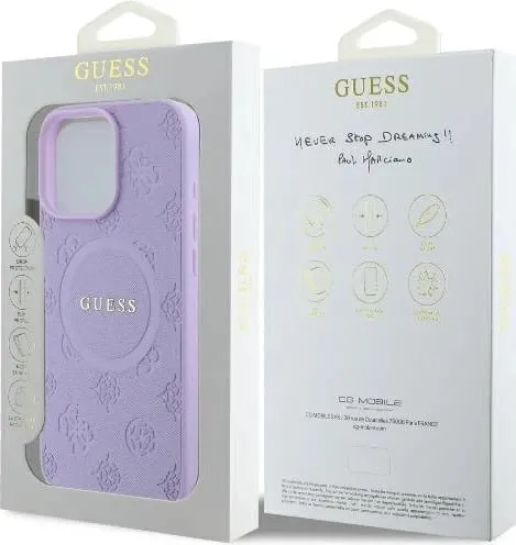 Mbështjellës Guess Saffiano Peony Classic Logo MagSafe për iPhone 16 Pro, Vjollcë - 2