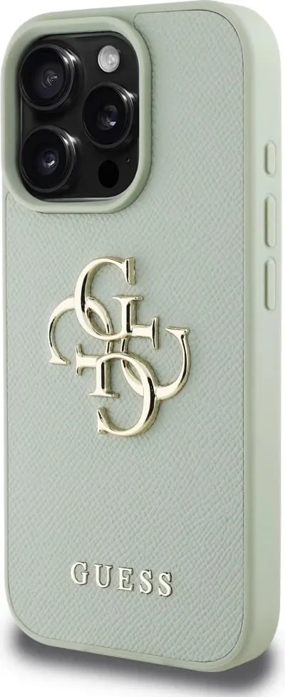 Mbështjellës Guess Grained Big 4G Logo Small Classic Logo për iPhone 16 Pro, Gjelbër - 2