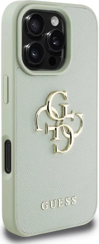 Mbështjellës Guess Grained Big 4G Logo Small Classic Logo për iPhone 16 Pro, Gjelbër - 4
