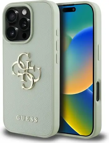 Mbështjellës Guess Grained Big 4G Logo Small Classic Logo për iPhone 16 Pro, Gjelbër