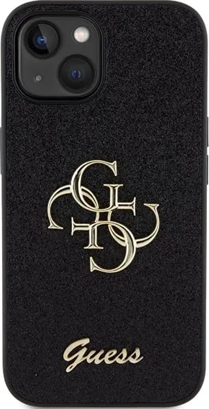 Mbështjellës Guess Glitter Script Big 4G për iPhone 15, i zi - 2