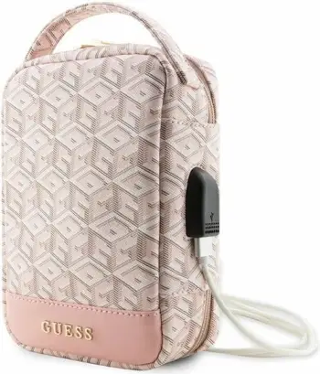 Çantë-organizer Guess GCube Stripe, 23.5x15.5x6.5cm, Rozë
