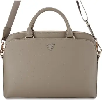 Çantë laptopi Guess Grained Zipper Pocket Triangle Logo 15", kafe
