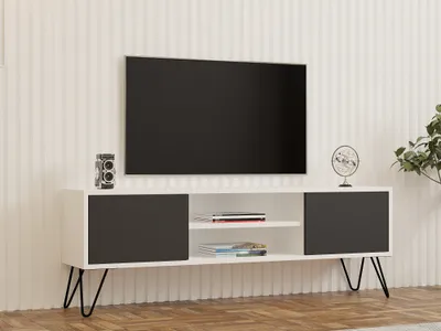Komodinë për TV Hare, bardhë, antracit - 2