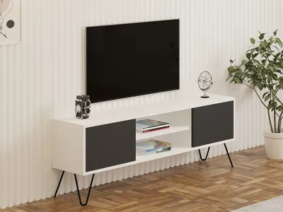 Komodinë për TV Hare, bardhë, antracit - 4