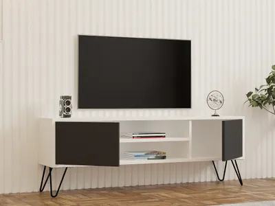 Komodinë për TV Hare, bardhë, antracit - 5