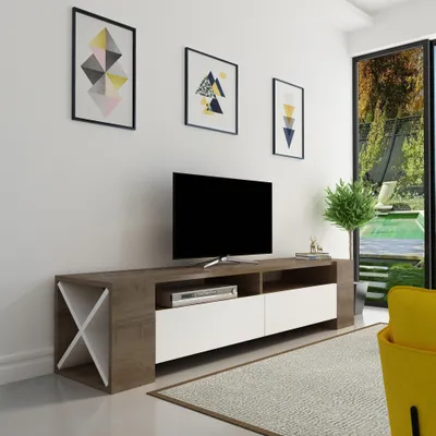Komodinë për TV Sosruko, arrë, bardhë - 4