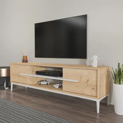 Komodinë për TV Eslem, lis, bardhë - 3