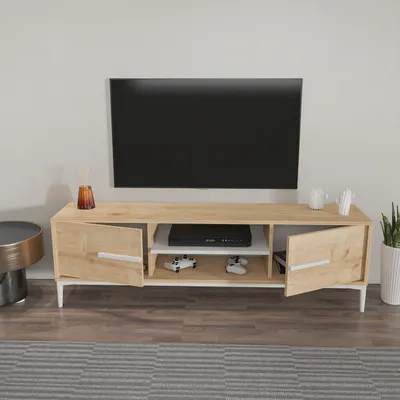 Komodinë për TV Eslem, lis, bardhë - 4