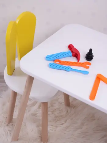 Set Tavoline për Fëmijë Bunny One Chair Set, verdhë, bardhë