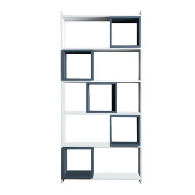 Tavolinë Studimi me Librari Box, bardhë, kaltër - 6