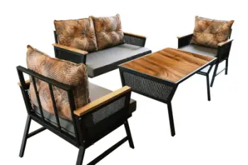 Set Mobiljesh Lounge Kopshti Mers, zezë, druri, gri