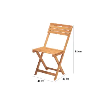 Set tavolinë me karrige për terasë, 3 pjesë, dru ahu, natyrale/krem, Hanah Home My001A