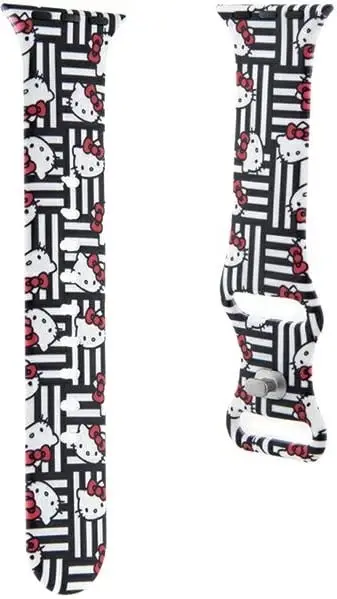 Rrip silikoni për Apple Watch Hello Kitty Heads & Stripes, 38/40/41mm, Zi
