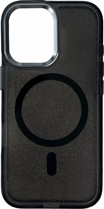 Mbështjellës Hurtel Glitter Case MagSafe për iPhone 16, i zi me shkëlqim