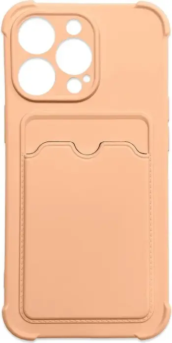 Mbështjellës Hurtel për iPhone 13 mini, Card Armor Case, silikon, me xhep për kartela, rozë